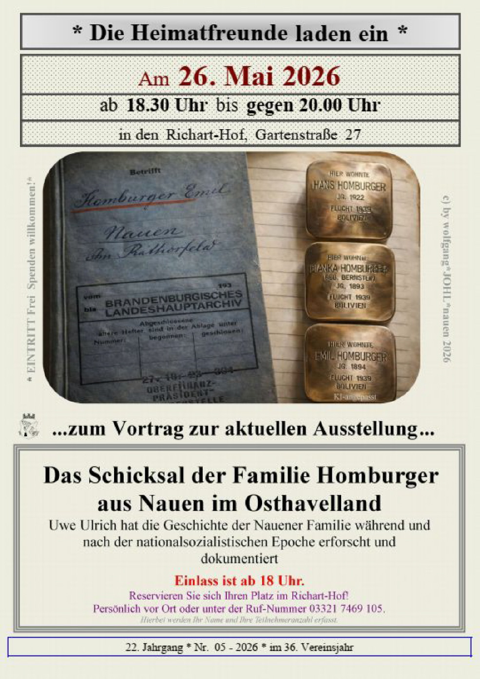 aktuelle veranstaltung der Heimetfreunde