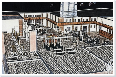 Der Maschinensaal im Modell.